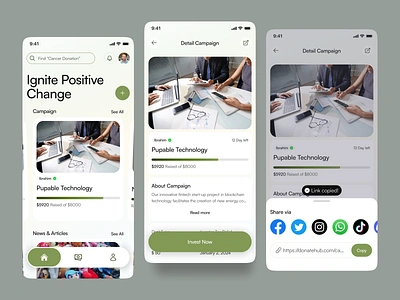 Crowdfunding App android app app ui charity clean design community crowdfunding crowdfunding app donate donate app financial funding app fundraising giving ios mobile app product design ui ui design uiux