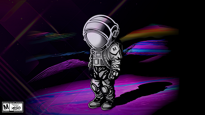 Solo Quest by MELOGRAPHICS | #MadeByMELO art astronaut design digital art graphic design illustration madebymelo neon outer space procreate