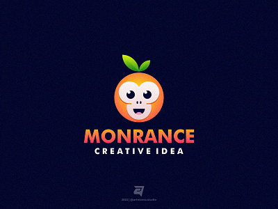 MONRANCE branding colorful design fruit illustration logo modern monkey orange vector