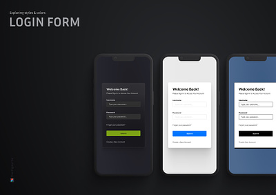Exploring styles & colors: Login Form design inspiration figma form login form login page midnight minimal retro ui uiux