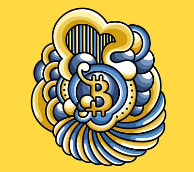 Bitcoin Vector Illustration bitcoin bitcoin art bitcoin illustration bitcoin logo branding colored colourful doodle illustration logo pattern vector