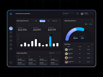 Income Management Dashboard Design dark dashboard dashboard landing page saas ui uishyed web web design website website design