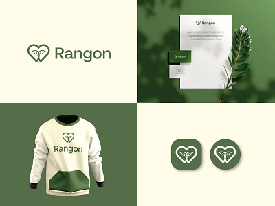 Rangon logo branding custom logo design icon identity logo logo mark love plant tree