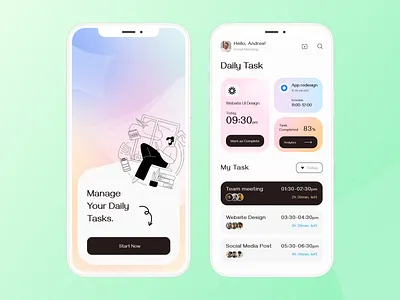 Daily task app design app design best color daily task app eye catching gradient ios app landing page modern to do list ui ui design user interface website design