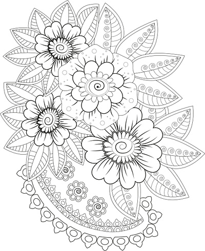 Flower adults coloring page colo coloring page design graphic design logo typography vector