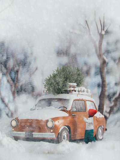 CGI - Winter Mood 3d blender cgi davinci exterior forest lightroom render snow vis visualization winter