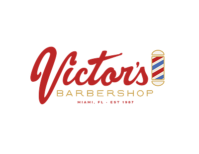 Victor's Barbershop branding brush script graphic design hand lettering logo typography