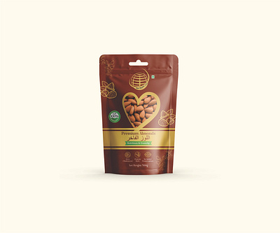 Almond Pouch Design 3d almond animation branding dry fruits fmcg gmch graphic design logo motion graphics pouch design pouch packaging ui