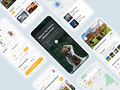 Travel App Design app design booking app creative discover holiday trip map mobile app mobile ui service tourism tours travel agency travel app travel planning traveler traveling app ui ui travel ux vacation trip