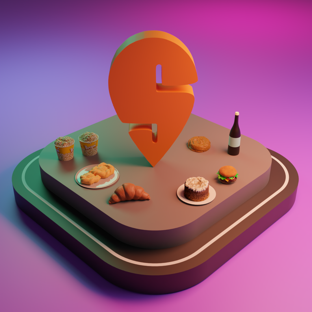 3D Render : Swiggy Logo 🧡 3d blender nft swiggy logo