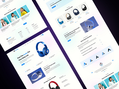 Single Product Showcase Landing Page agency branding business clean design graphic design headphone logo technology ui urnoit