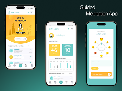 NowZone - Guided Meditation App adobe app apple behance branding creative design guided meditation sleep ui ux
