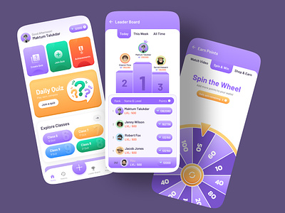 QuizKwik-Trivia & Quiz App 3d dashboard earn education figma game app ui game design gamification gamify gamiz kid app leaderboard learn learning lesson mobileapp quiz ui ui kit winner