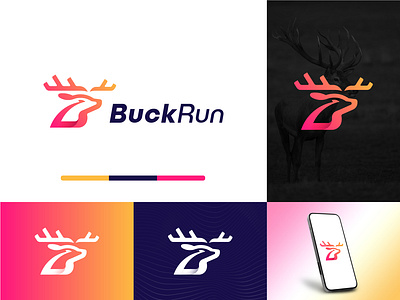 BuckRun Logo Design animal logo app brand brand identify branding buck buckrun crypto deer digital graphic design letter b logo logo design logo mark logo2024 modern technology trade mark trading