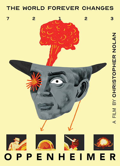 Film Poster - Oppenheimer by Christopher Nolan graphic design illustration movieposter photoshop poster posterdesign ui