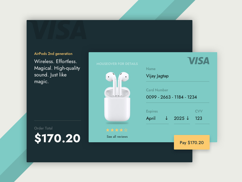 Credit card UI by Vijay Jagtap on Dribbble