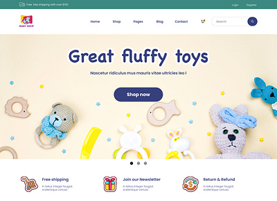 The Baby Toys store hero section baby baby shop baby store baby toy store baby toys design free free design hero section home page home page baby toys landing page ui kit web design