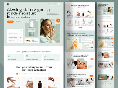 Moist Leaf - Skin Care Ecommerce Web UI beautyweb bentogrid ecommerce graphic design homepage landing page minimal responsive ui uiux user interface webdesign website