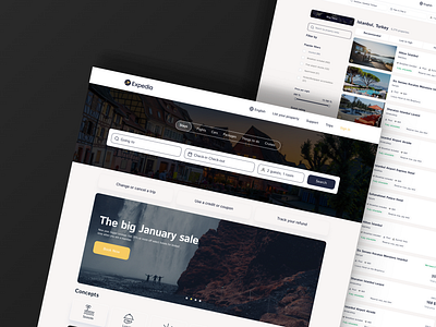 Expedia Redesign - Homepage Search Results Page 3d animation branding graphic design logo motion graphics ui