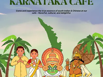 Karnataka Cafe: Where Culinary Elegance Meets South Indian Soul branding creativecanvasvibes designrevolutionripple dribbledesignwave dribblemastersunleashed graphic design illustration infiniteinspiredesigns logo print ui website design