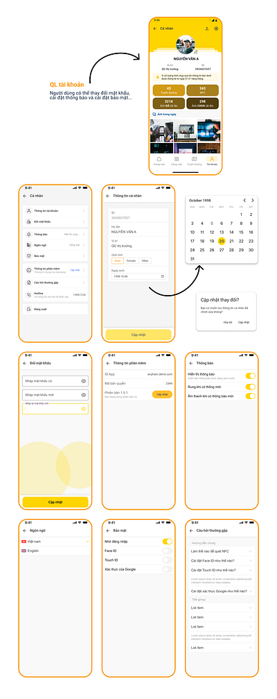 Account and settings account account setting app mobile product design setting ui ux