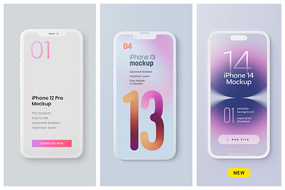 iPhone 12, 13, 14 Pro Clay Mockup background cellphone design device mobile mockup mockup design phone psd realistic responsive screen smartphone technology template ui website