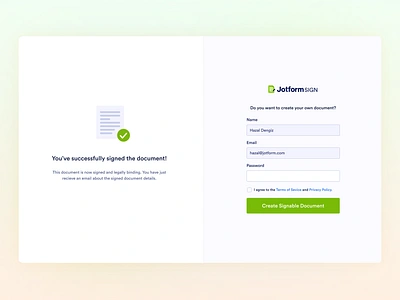 Success Page -Jotform Sign conversion design esign esignature jotform modal product sign up signup successpage thankyou ui userinterface web