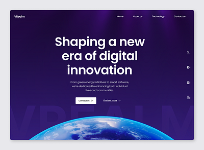 Tech Startup Hero Section blue bold challenge clean design earth font gradient hero landing page planet purple space startup tech