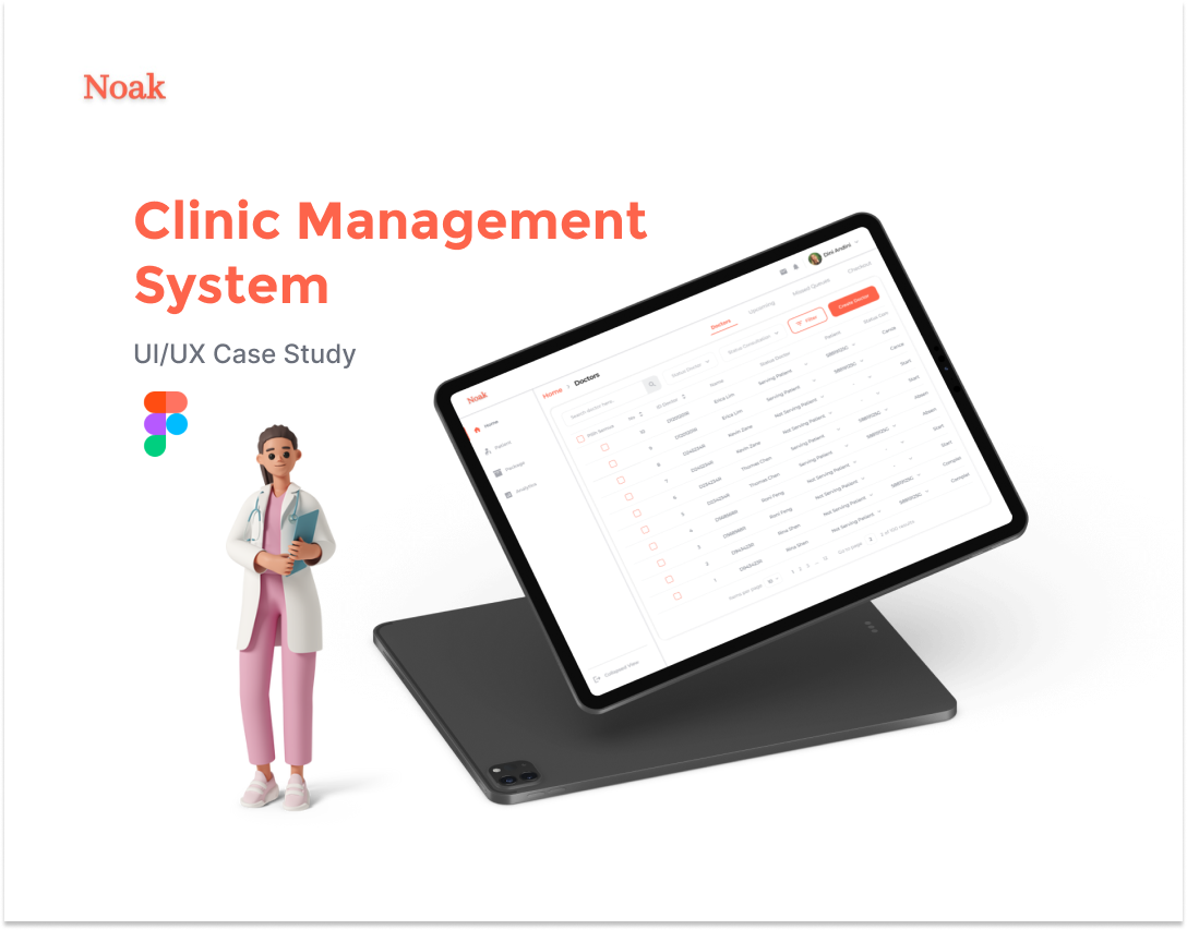 Noak (Clinic Management System) clinic dashboard doctor figma hospital management system tablet ui ux