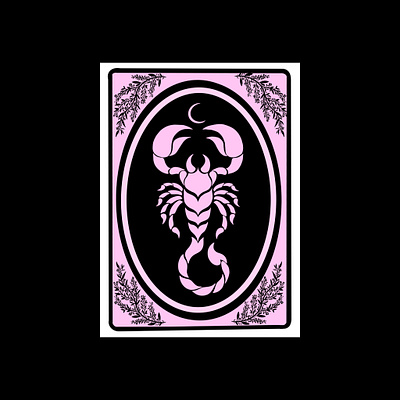 Scorpio Moon black and pink design digital drawing graphic art graphic design horoscope illustration lowbrow art pastel goth scorpio tarot tarot card