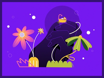 Tiny Treasure 13: Squeaky-Clean! bath bathtub bubbles duck fingers flowers grapgic design hands illustration leaves miniature marvel plants poster pots purple rubber duck series tiny treasure vase