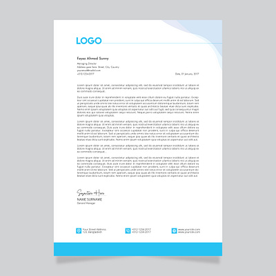 Modern corporate business letterhead template blue graphic design letterhead