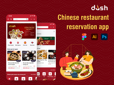 Chinese restaurant reservation app app design figma mobile app ui