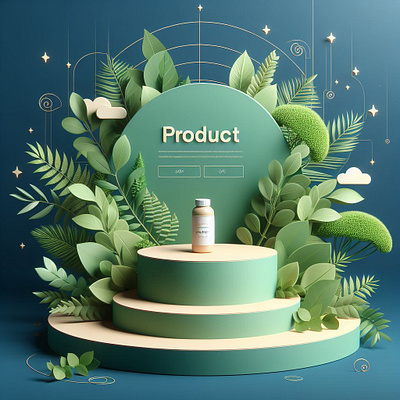 3D Podium Design with Products 3d animation graphic design ui