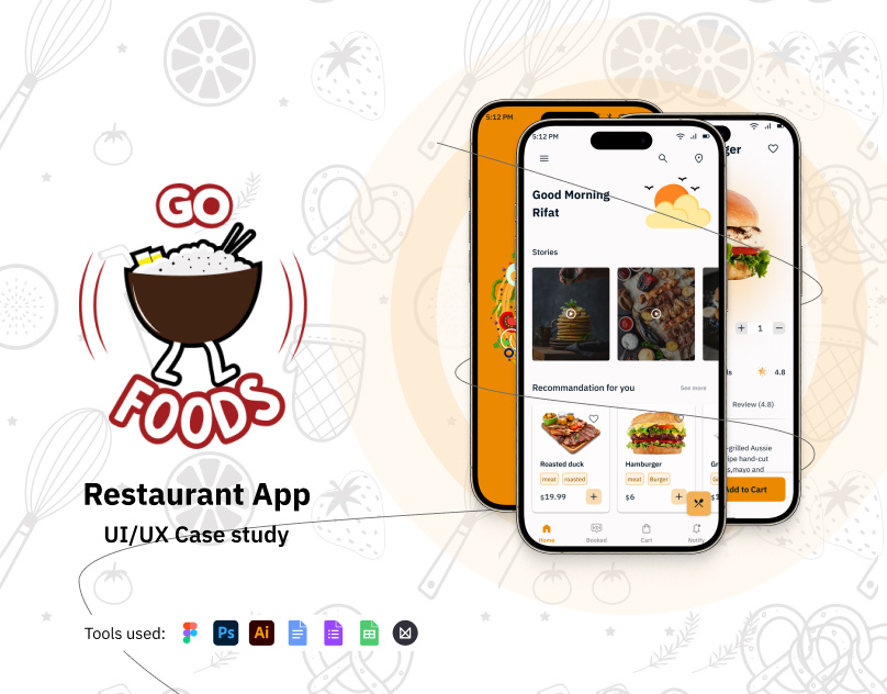 Go food UI/UX case study app ui case study design figma go foods ui interface design restaurant app ui ui design uiux ux ux design