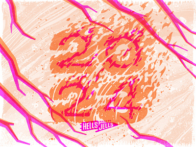 New Year Greetings 2024 2023 2024 branches burning duotone fire happy new year heat hellsjells holidays illustration lettering new year overlay pink textured typography year
