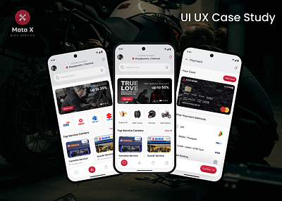 Moto X Bike Service App casestudy design figma ui uiux ux ux case study uxdesign