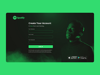 Spotify Sign Up Page UI Design design graphic design motion graphics ui ui design user interface ux web design
