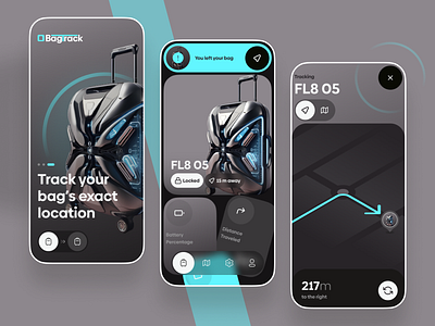 Bagtrack App UI app design clean design luggage mobile mobile app tracking ui ux