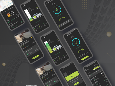 Electric taxis: Driver Application| Dark Theme | Charging Flow application cab car car app charging complete dark theme driver driver app electric emobility empty state ev green vehicle home mobile app taxi taxi app ui ui ux