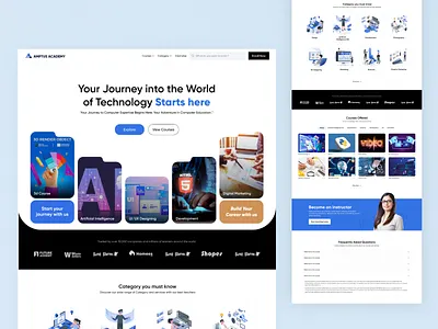 Amptus Academy 3d amptus academy animation app branding computer courses website design courses website design design graphic design home page illustration landing page logo motion graphics ui uiux ux vector website website design