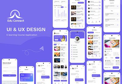 Edu Connect - E-learning Course App branding casestudy design figma ui uiux ux ux case study uxdesign