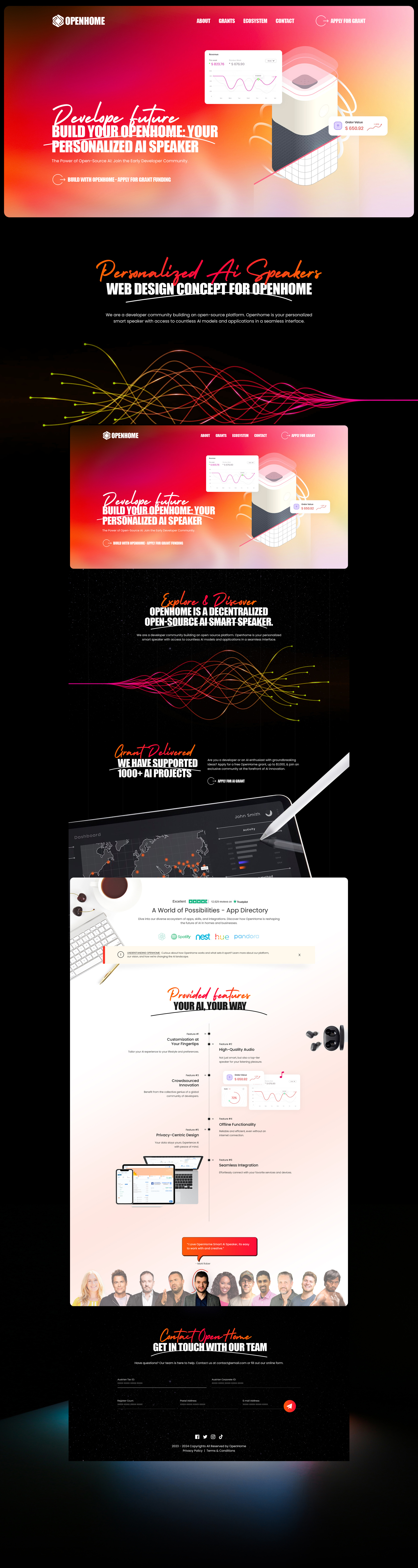 Technology Home Design Concept | Openhome Ai 3d branding clean dashboard elegent gradient graphic design isometric landing page logo modern motion graphics saas sleek speaker technology web design