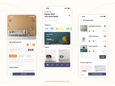 Furniture eCommerce Application 2024 app design ecommerce figma furniture app mobile app ui