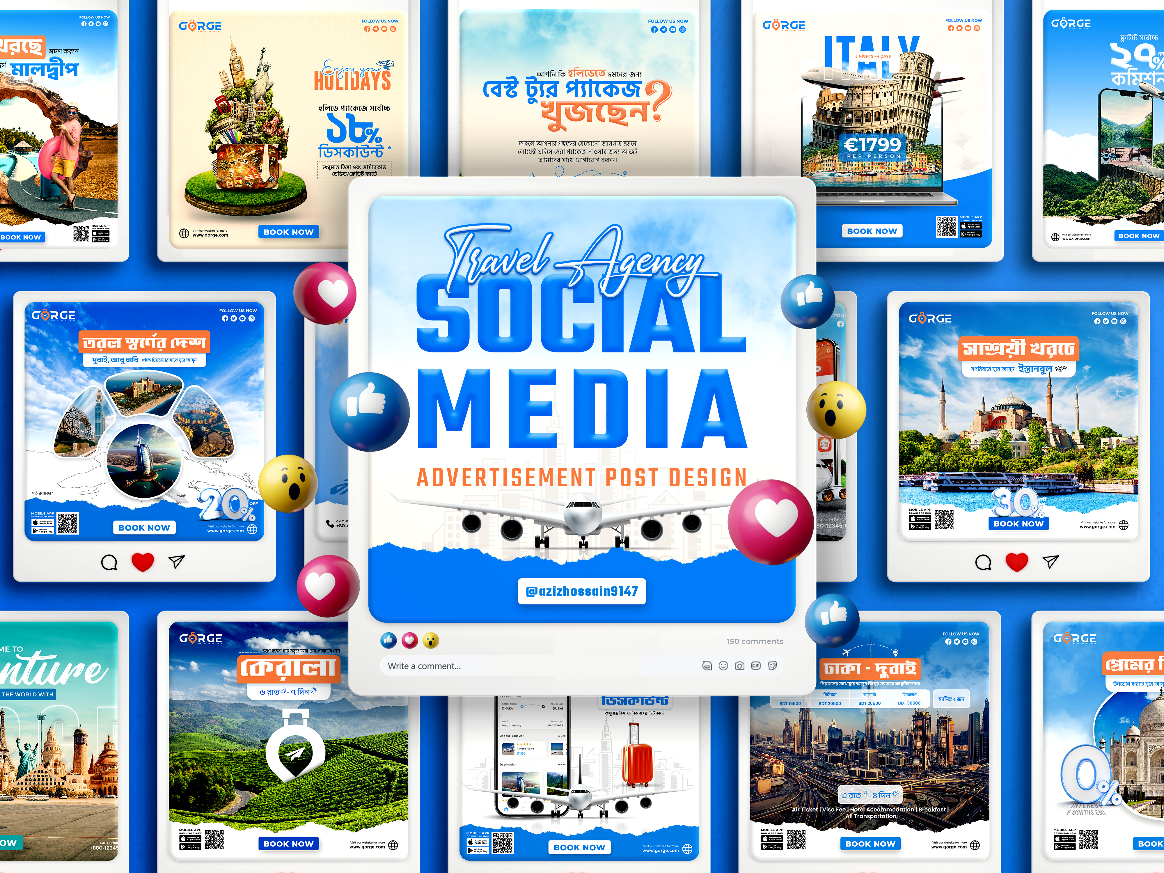 Social Media Poster Design For Travel & Tourism Agency ads creative design facebook post facebook poster graphic design social media social media ads social media advertising social media banner social media banner design social media post social media post design social media poster social media poster design tour tourism travel travel agency travel banner travel poster