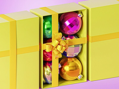 Christmas gift 3d 3d render bauble blender christmas gift giftbox render winter wrap