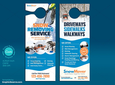 Snow Removal Service Door Hanger Canva Template canva canva template design door hanger ice removal door hanger ice snow removal door hanger sidewalk cleaning door hanger snow removal snow removal door hanger snow removing door hanger snow removing service