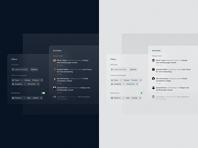 Imagery exploration dark framer interface light mode theme