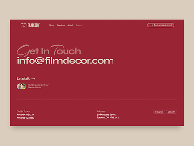 Film Decor | Contact Page christmas contact page decor film movies props serif type web design website
