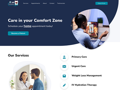 One-Page Website Design for NP Anywhere graphic design healthcare landing page ui ux web design website design